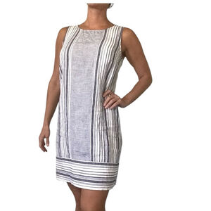 kenar linen Blue and White Striped Sleeveless Dress